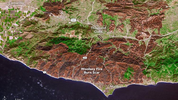 H Περιβαλλοντική Καταστροφή από τις Πυρκαγιές στην Καλιφόρνια Ιδωμένη από το Διάστημα