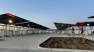 Tesla:  Έτοιμο το Oasis Supercharger με Ηλιακό Πάρκο και Μπαταρίες Εκτός Δικτύου